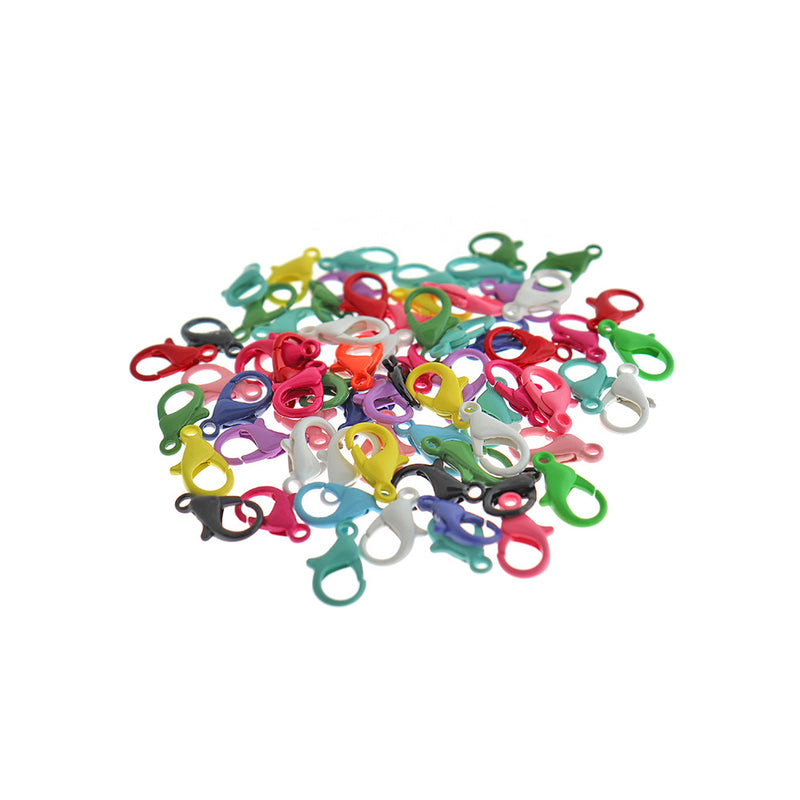 Assorted Enamel Lobster Clasps 14mm x 9mm - 50 Clasps - FF315