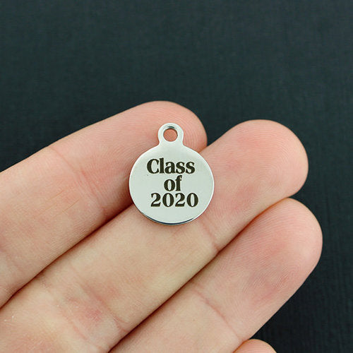 Class of 2020 Stainless Steel Small Round Charms - BFS002-3915