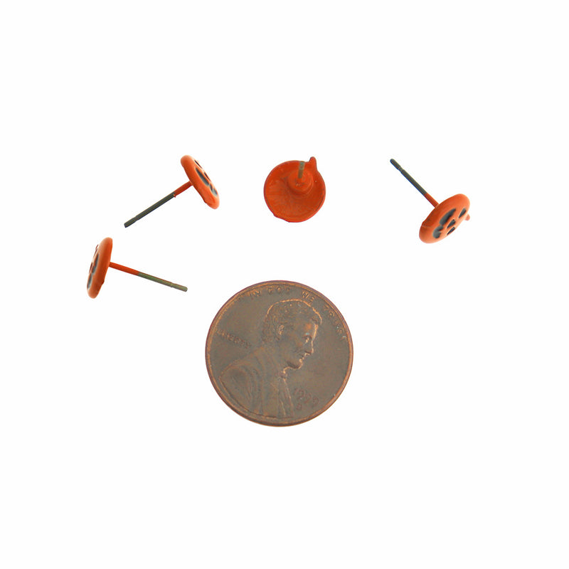 Boucles d'oreilles en alliage d'Halloween - Citrouille orange - 9 mm x 8 mm - 2 pièces 1 paire - ER952