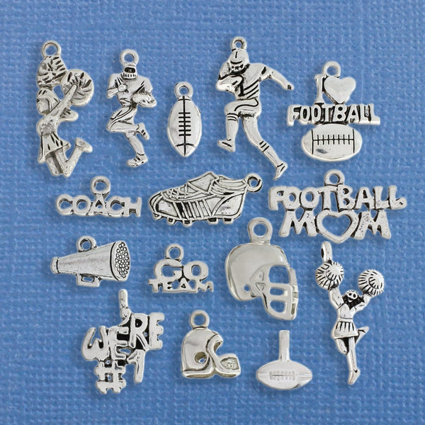 Deluxe Football Charm Collection Ton argent antique 15 breloques - COL244