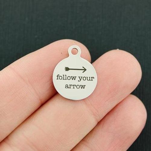 Follow your arrow Stainless Steel Small Round Charms - BFS002-3935