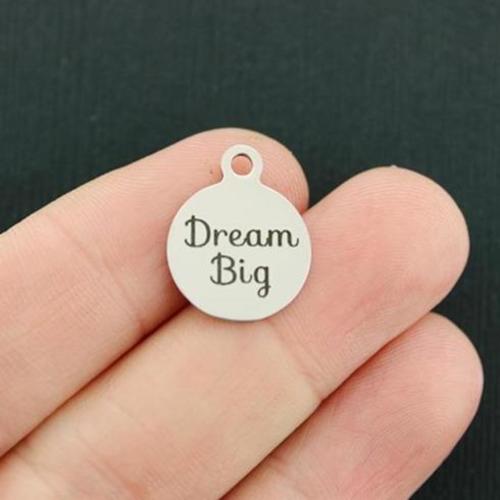 Dream Big Stainless Steel Small Round Charms - BFS002-3937