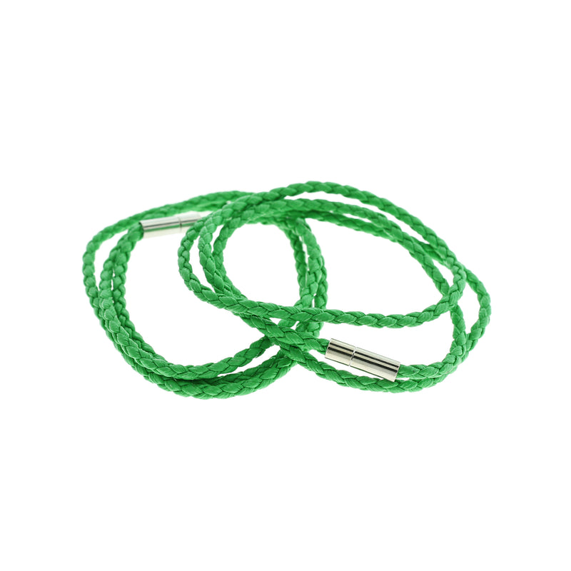 Green Faux Leather Wrap Bracelet 24" - 4mm - 1 Bracelet - N773