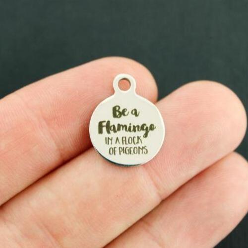 Be a Flamingo Stainless Steel Small Round Charms - in a flock of Pigeons - BFS002-3972