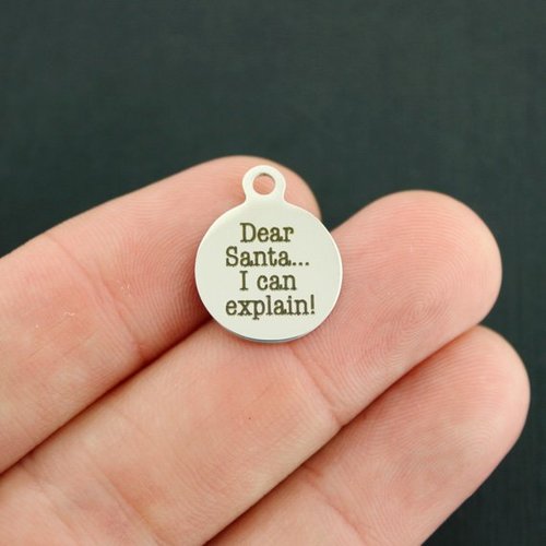 Dear Santa... Stainless Steel Small Round Charms - I can explain! - BFS002-3973