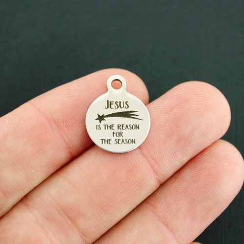 Jesus Stainless Steel Small Round Charms - is the reason for the season - BFS002-3979