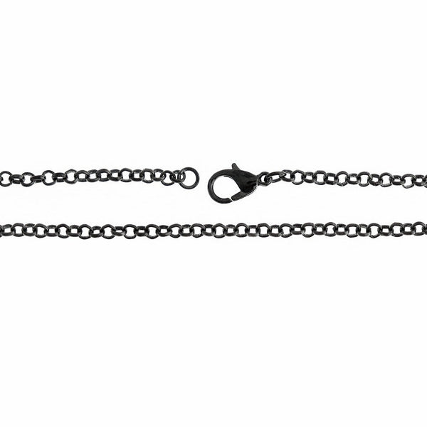 Gunmetal Tone Rolo Chain Necklace 17" - 3mm - 1 Necklace - N458