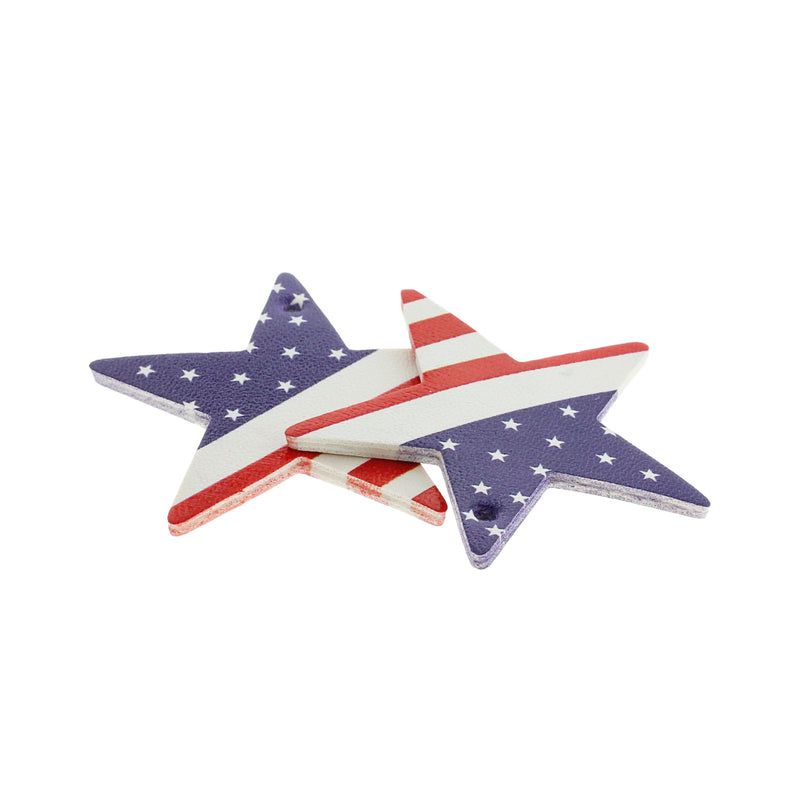 Imitation Leather Star Pendants - American Flag - 4 Pieces - LP219