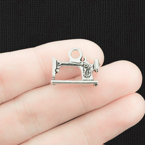 5 Sewing Machine Antique Silver Tone Charms 3D - SC890