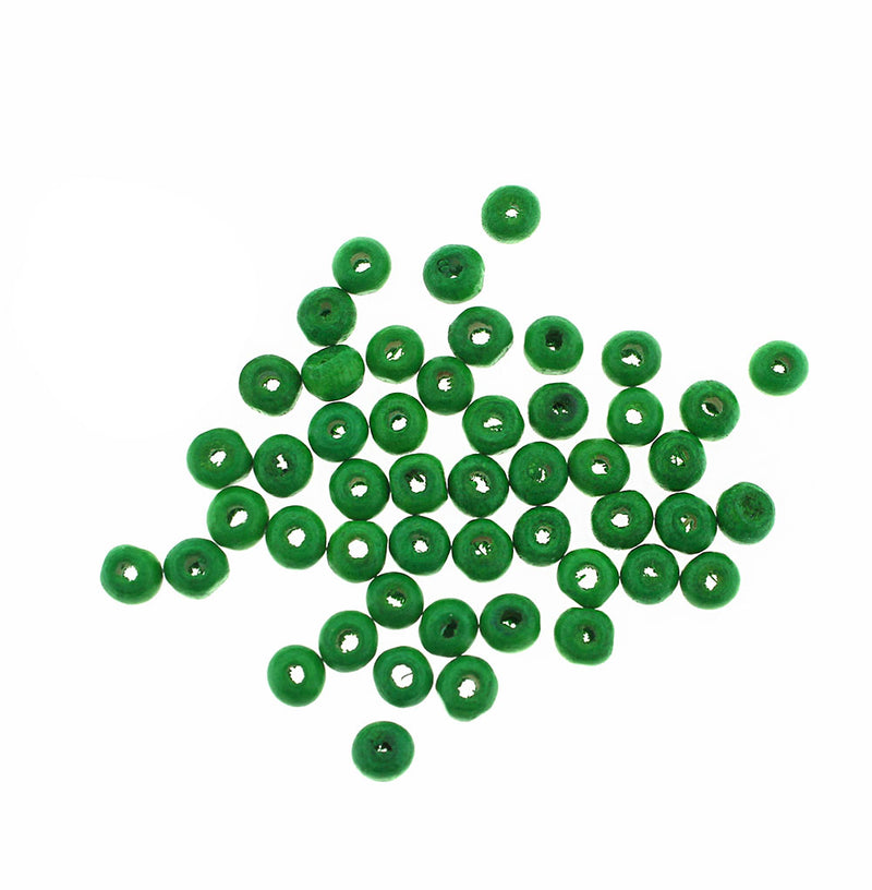 Round Wood Beads 6mm - Green - 50g 670 Beads - BD1196