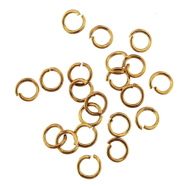 Anneaux en acier inoxydable doré 5 mm x 0,8 mm - Calibre 20 ouvert - 25 anneaux - J132
