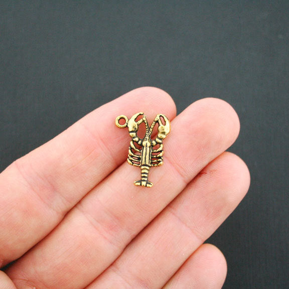 8 Lobster Antique Gold Tone Charms - GC100