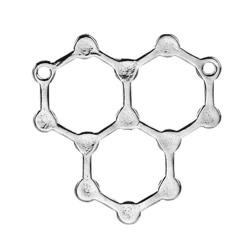 5 Water Molecule Connector Antique Silver Tone Charms - SC5607