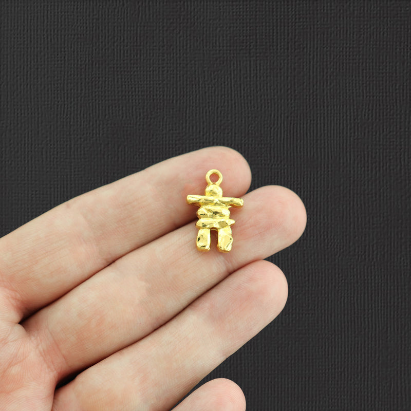 4 Inukshuk Gold Tone Charms 2 Sided - GC823