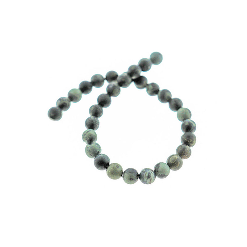Perles rondes en jaspe naturel 6 mm - Vert forêt - 1 rang 31 perles - BD2568