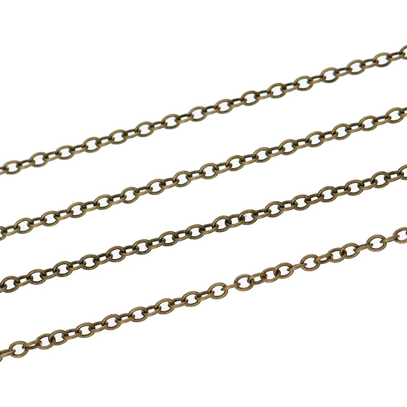 BULK Antique Bronze Tone Cable Chain 16Ft - 1.5mm - FD369