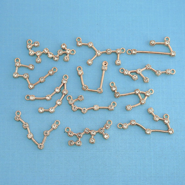 Constellation Charm Collection Gold Tone With Inset Rhinestones 12 Different Charms - COL192H