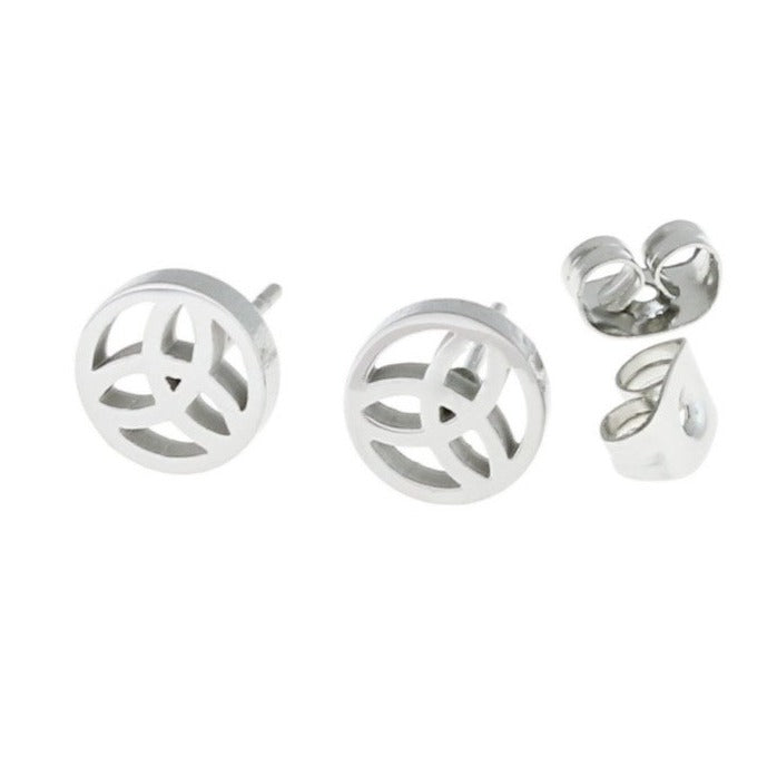 Stainless Steel Earrings - Celtic Knot Studs - 8mm x 2mm - 2 Pieces 1 Pair - ER232