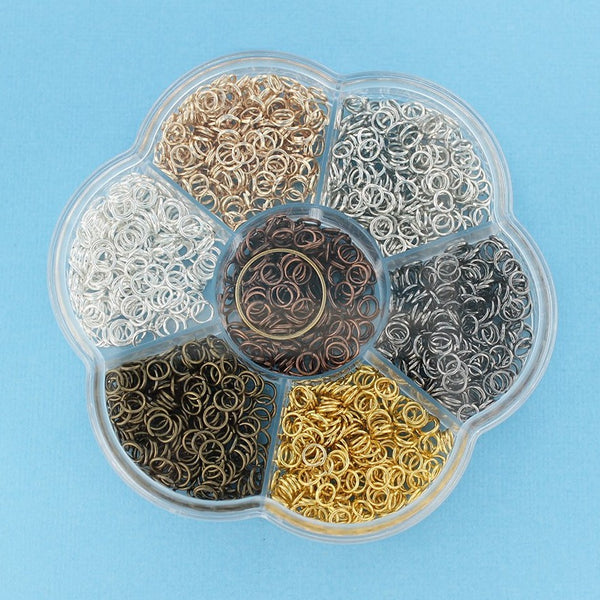 5mm Jump Rings with Seven Assorted Finishes And Jump Ring Opener in Handy Storage Box - JBOX24