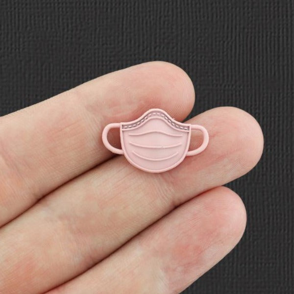 4 Face Mask Pink Enamel Charms - E573