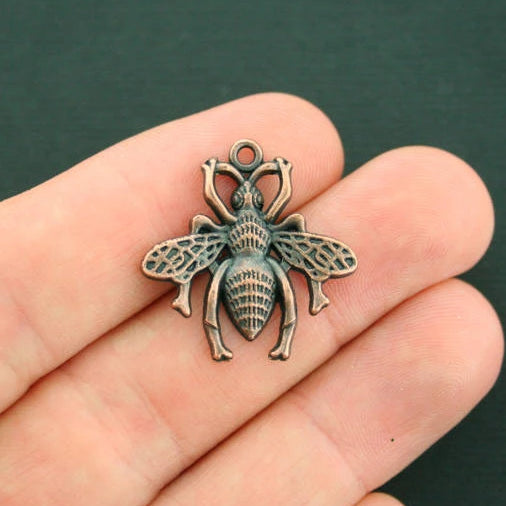 4 Bee Antique Copper Tone Charms - BC622