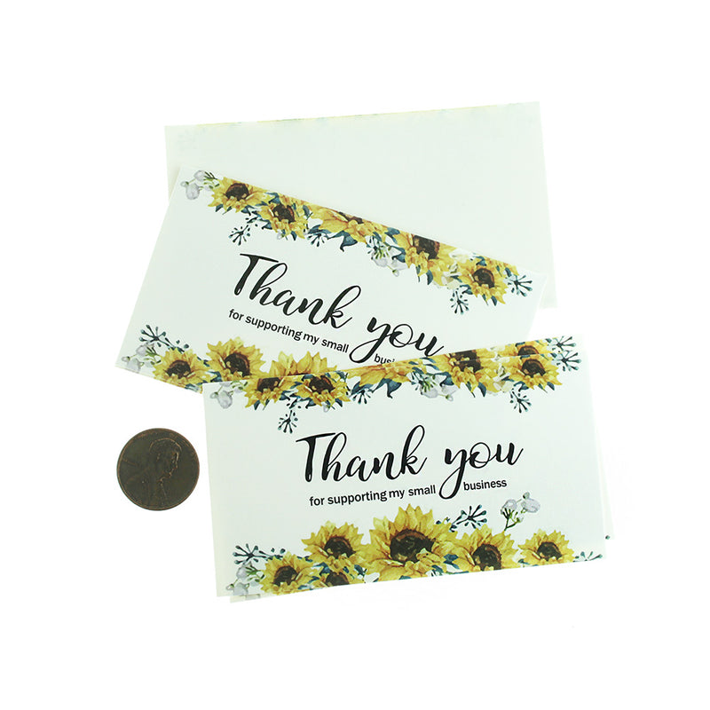50 Sunflower Thank You Business Cards - "Thank You for Supporting My Business" - TL200