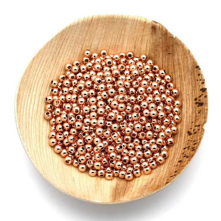 Perles d'espacement en laiton 4 mm - ton or rose - 25 perles - GC449
