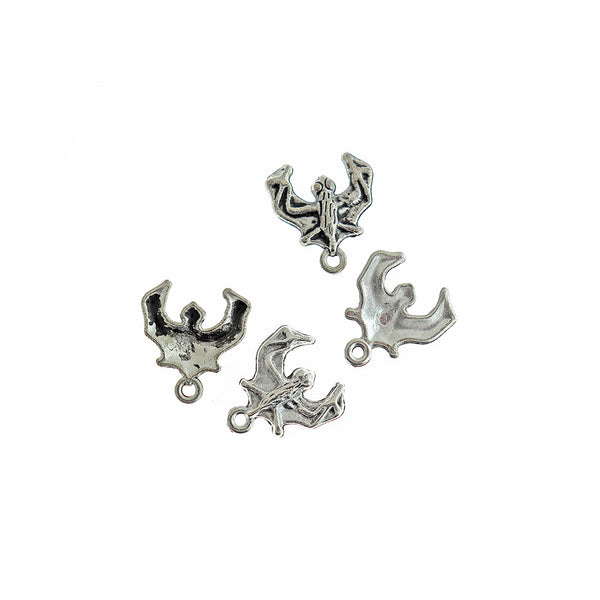 10 Bat Antique Silver Tone Charms - SC1283