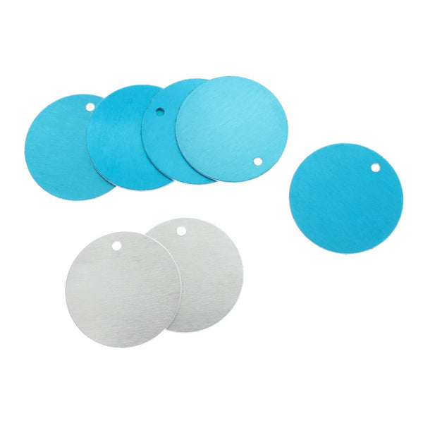 Ébauches d'estampage de cercle - Aluminium brossé argenté - 25 mm - 10 étiquettes - MT285
