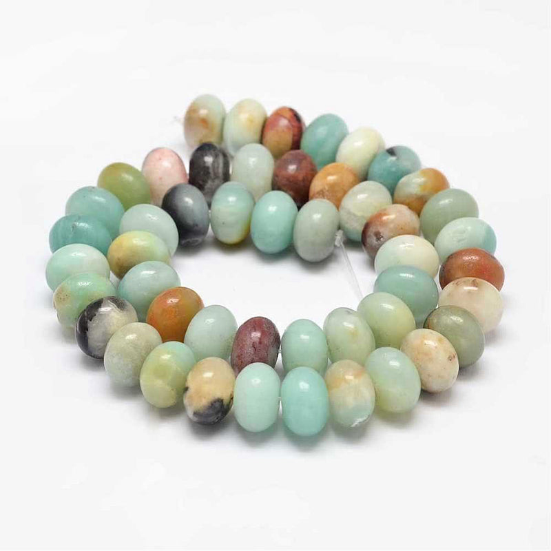 Rondelle Natural Amazonite Beads 8mm x 5mm - Earthy Beach Tones - 1 Strand 79 Beads - BD1223