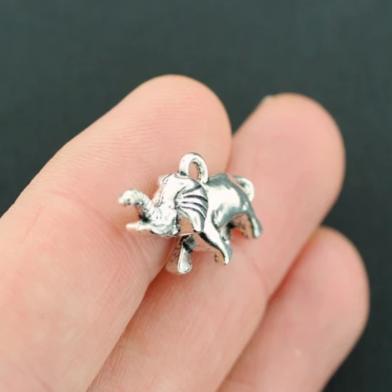 4 Elephant Connector Charms Silver Tone 2 Sided - SC7976