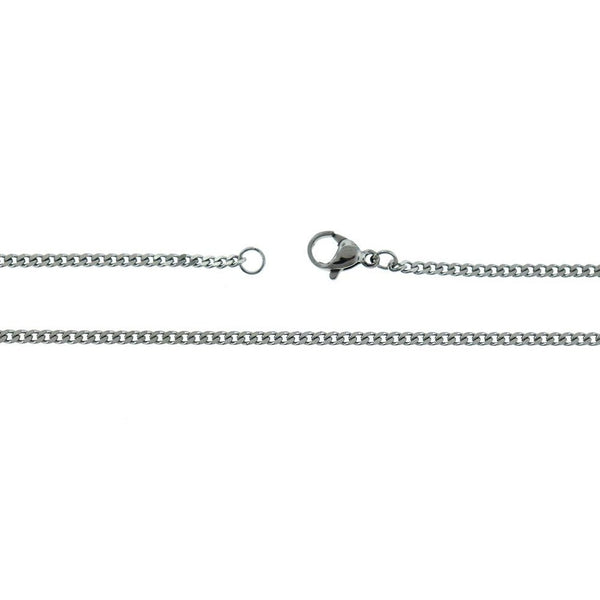Stainless Steel Curb Chain Necklace 19.5"- 1.5mm - 1 Necklace - N612