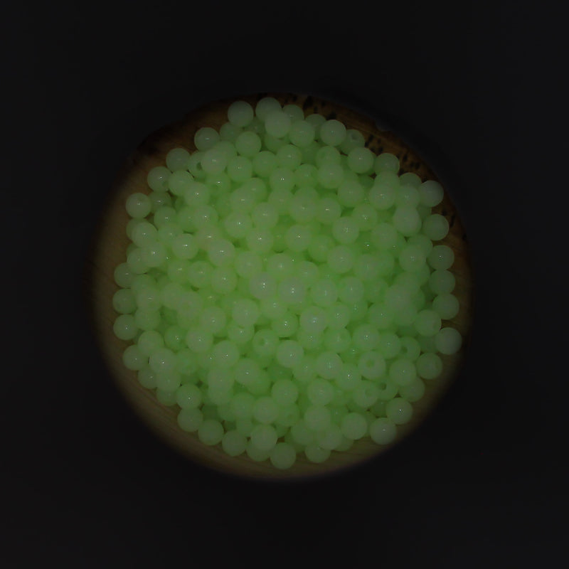 Round Acrylic Beads 6mm - Green Glow In The Dark - 250 Beads - BD470