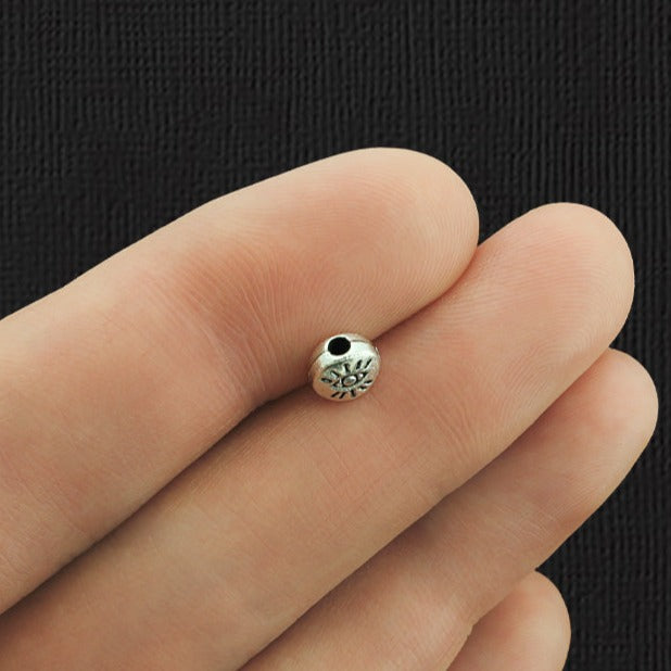 Evil Eye Spacer Beads 6mm - Ton argent antique - 25 Perles - SC2075