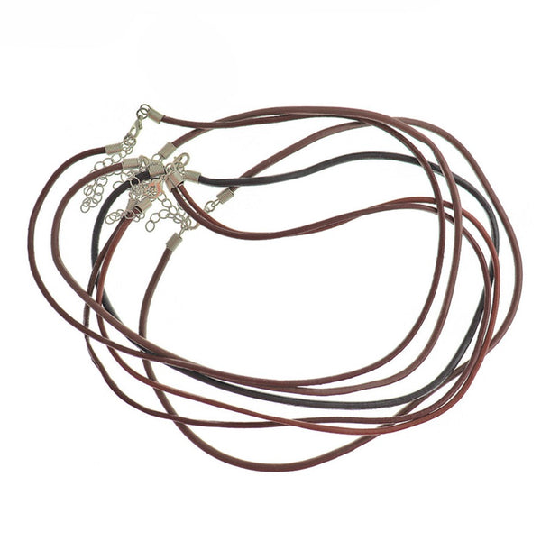 Collier Simili Cuir Marron 18" - 3mm - 5 Colliers - N305