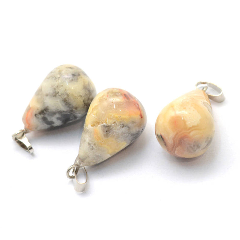 2 charmes de pierres précieuses d'agate en forme de larme 3D - GEM065