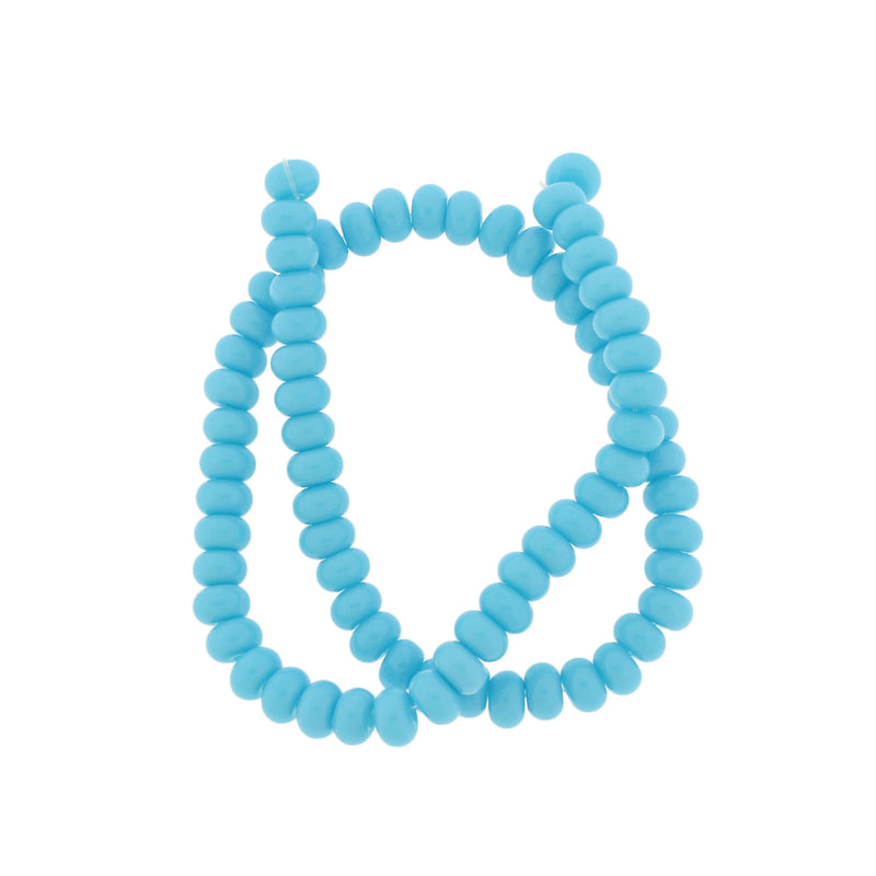 Rondelle Perles Imitation Jade 6mm x 3mm - Bleu Ciel - 1 Rang 74 Perles - BD2775