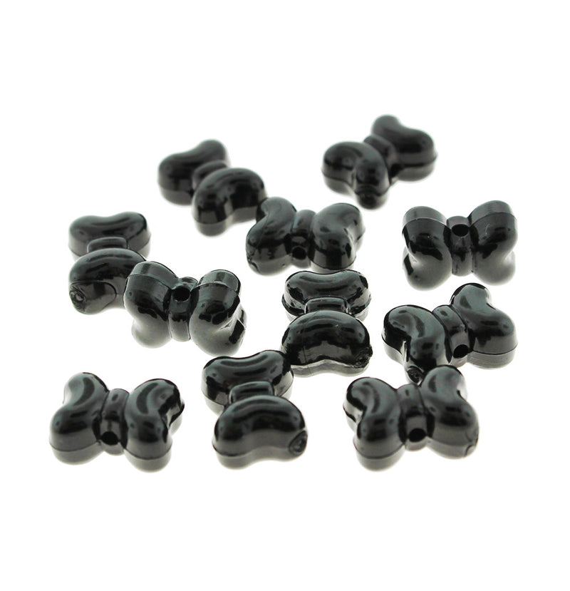 Bow Acrylic Beads 11.5mm x 15mm - Black Bow - 20 Beads - K199