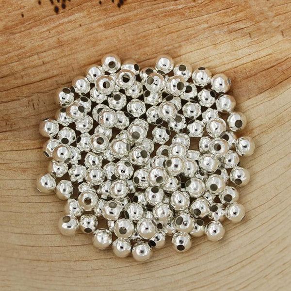 Round Spacer Beads 5mm x 5mm - Silver Tone - 250 Beads - FD485