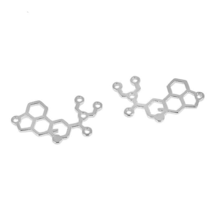 6 LSD Molecule Antique Silver Tone Charms - SC5604