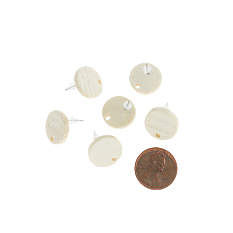 Boucles d'Oreilles en Bois - Clous Ronds - 15mm - 2 Pièces 1 Paire - ER258