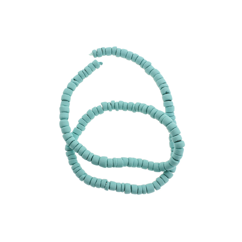 Barrel Coconut Beads 6mm - Turquoise - 1 Strand 126 Beads - BD064
