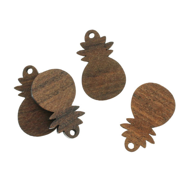 SALE 2 Pineapple Natural Wood Charms 27mm - WP212