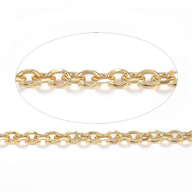 BULK Gold Tone Cable Chain 3.25Ft - 4mm - FD561
