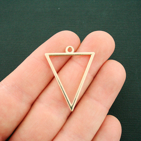 4 Triangle Gold Tone Charms 2 Sided - GC1131