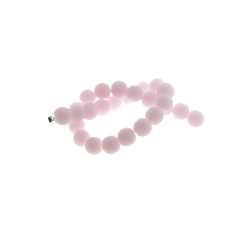 Round Cultured Sea Glass Beads 8mm - Pink - 1 Strand 24 Beads - U221