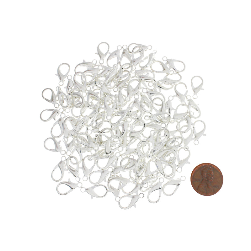 Silver Tone Lobster Clasps 16mm x 8mm - 100 Clasps - FF252