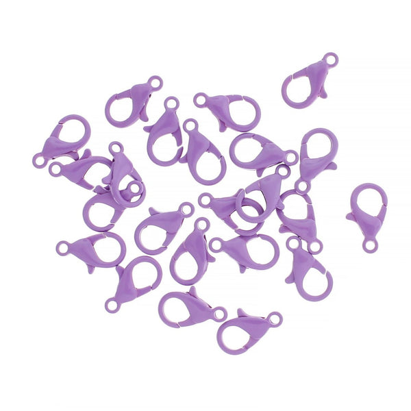 Fermoirs mousqueton émail violet 14mm x 8mm - 10 fermoirs - FF283