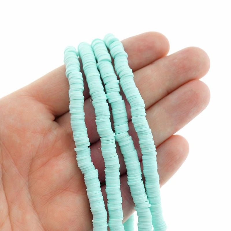Heishi Polymer Clay Beads 6mm x 1mm - Mint - 1 Strand 320 Beads - BD2640