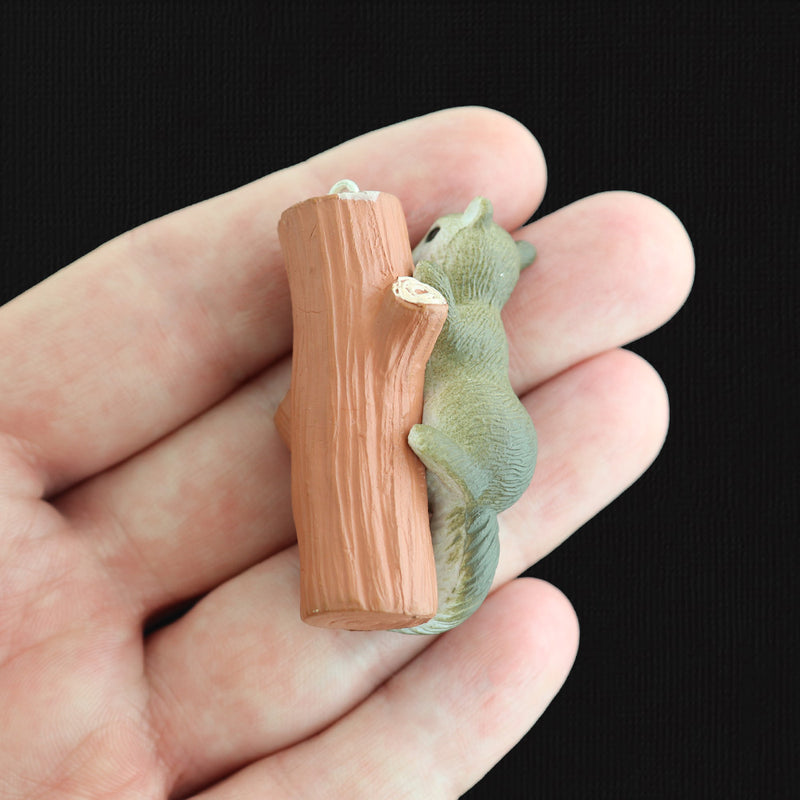Squirrel On Tree Branch Resin Charm 3D - K647